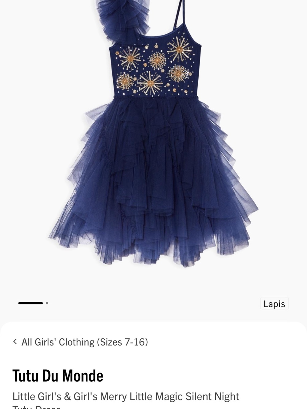 Tutu Du Monde Navy Blue Tulle Starburst Embellished Dress